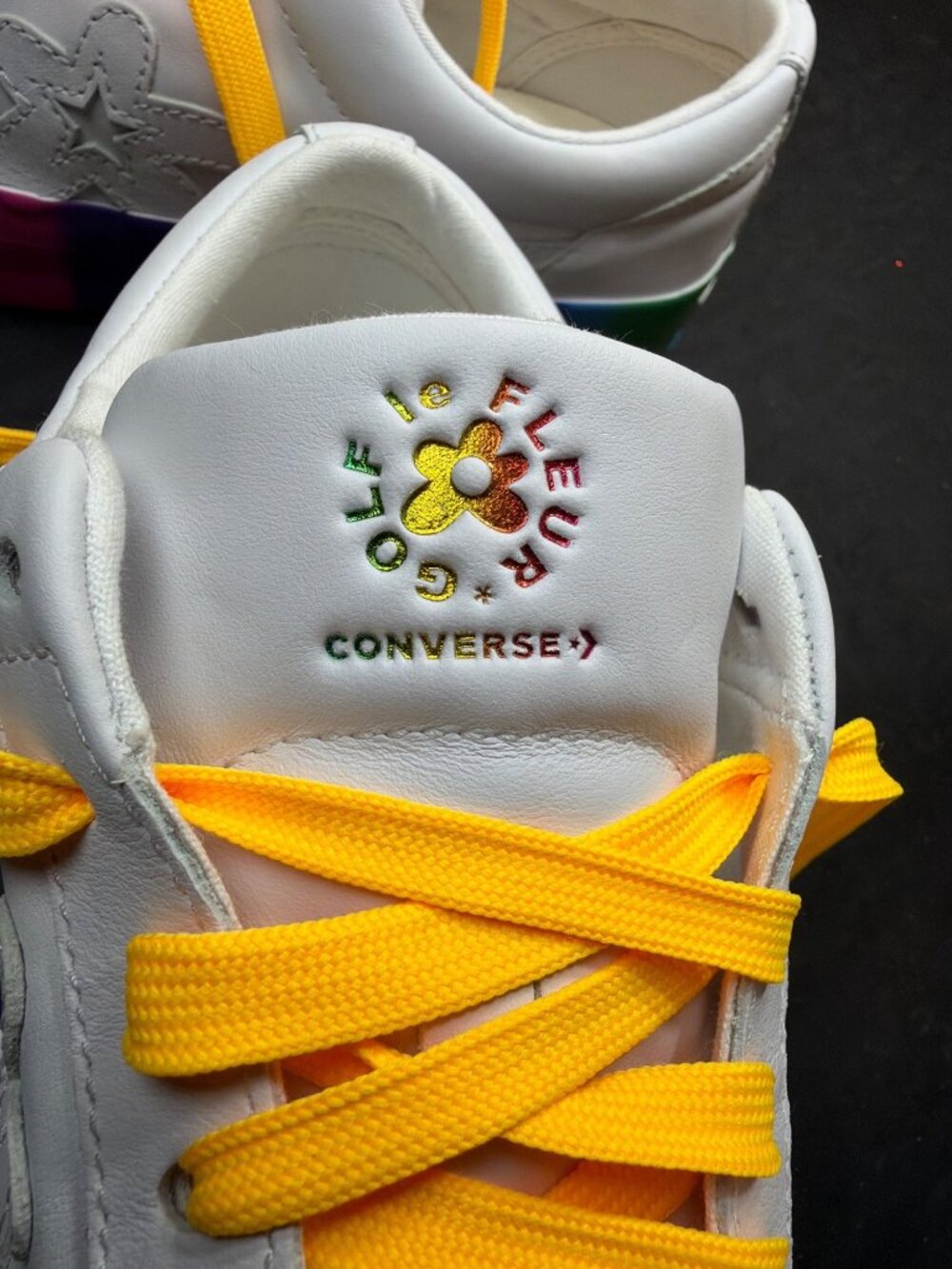 Converse x GOLF le FLEUR One Star Rainbow White Leather Shoes Mens 11 Womens 13 - Picture 4 of 11